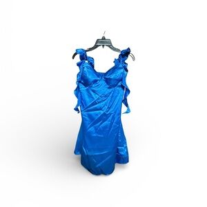 Elegant Blue Satin Dress